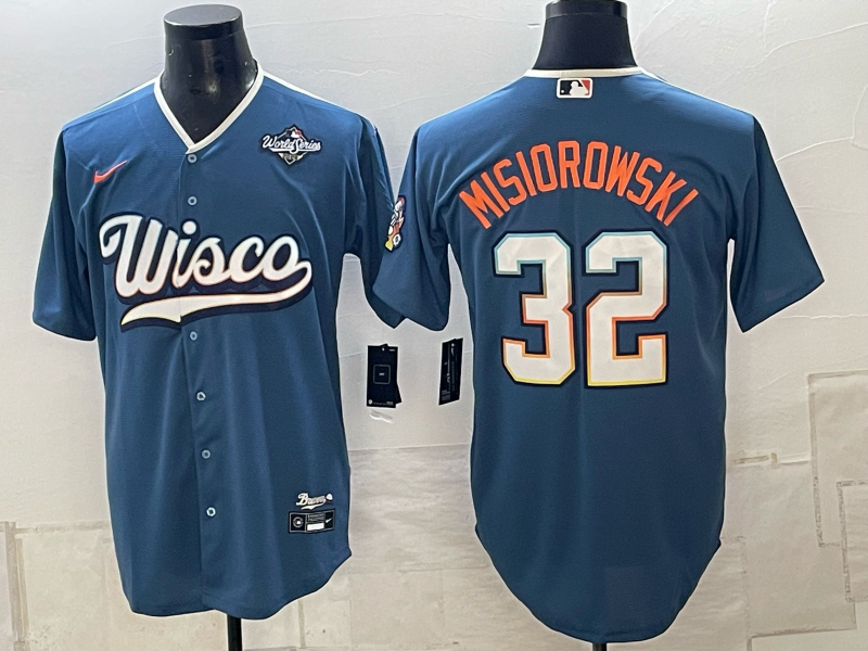 Men Milwaukee Brewers #32 Misiorowski blue Nike 2026 World Series MLB jersey 1023011->milwaukee brewers->MLB Jersey